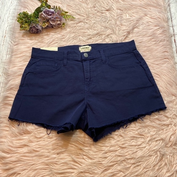 NWT L'Agence Ryland High Rise Navy Cut Off Shorts - Picture 2 of 11